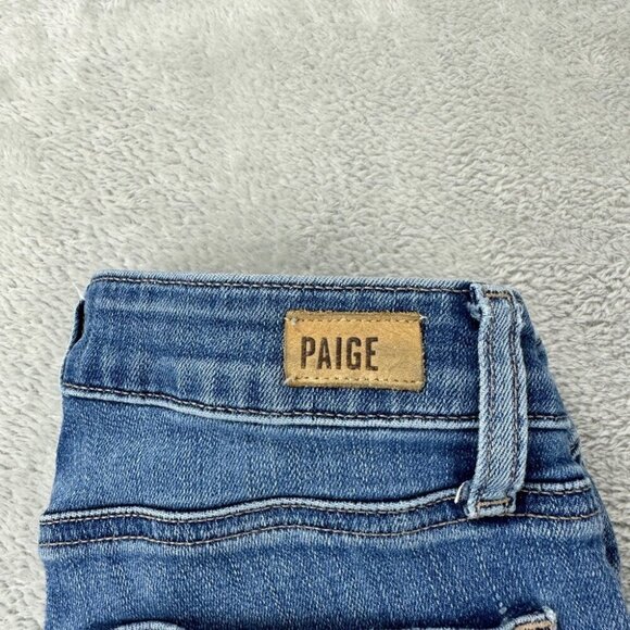 Paige Verdugo Ankle Blue Denim Distressed Jeans 24x27 - Picture 6 of 13